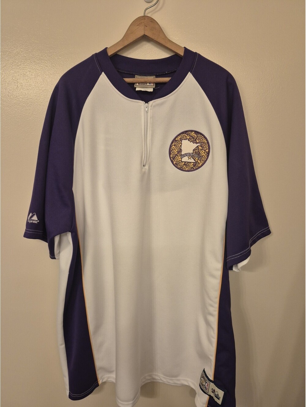 Majestic Hardwood Classics Vtg NBA~LAKERS~ 1/4 Zip MINNEAPOLIS Shooting Shirt